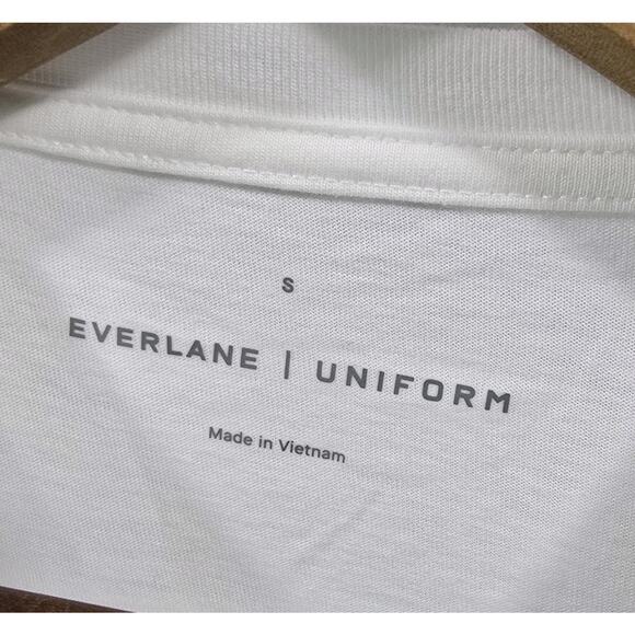 Everlane Shirt Mens Small White Long Sleeve Crew Cotton T Tee Uniform - Picture 3 of 10
